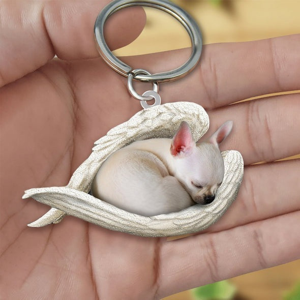 Angel 🪽 wings covering are sleeping bestie fur buddies memories Keychain