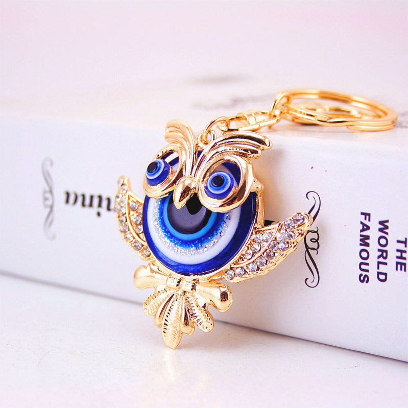Creative Cartoon Diamond Owl Car Keychain Pendant