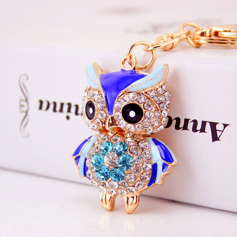 Creative Cartoon Diamond Owl Car Keychain Pendant