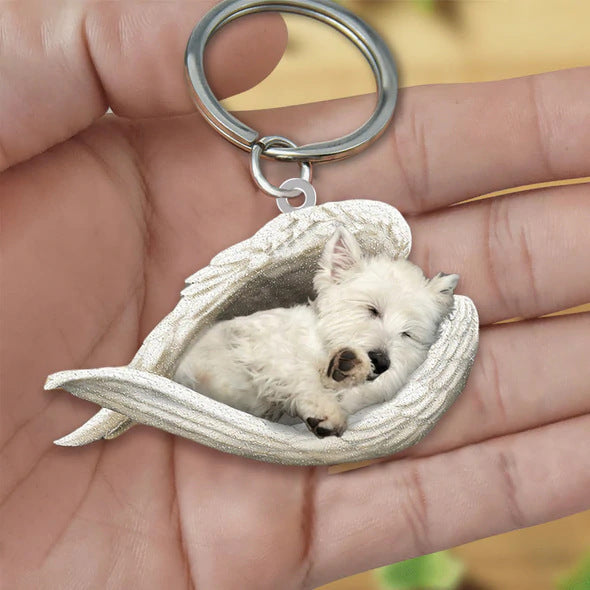 Angel 🪽 wings covering are sleeping bestie fur buddies memories Keychain