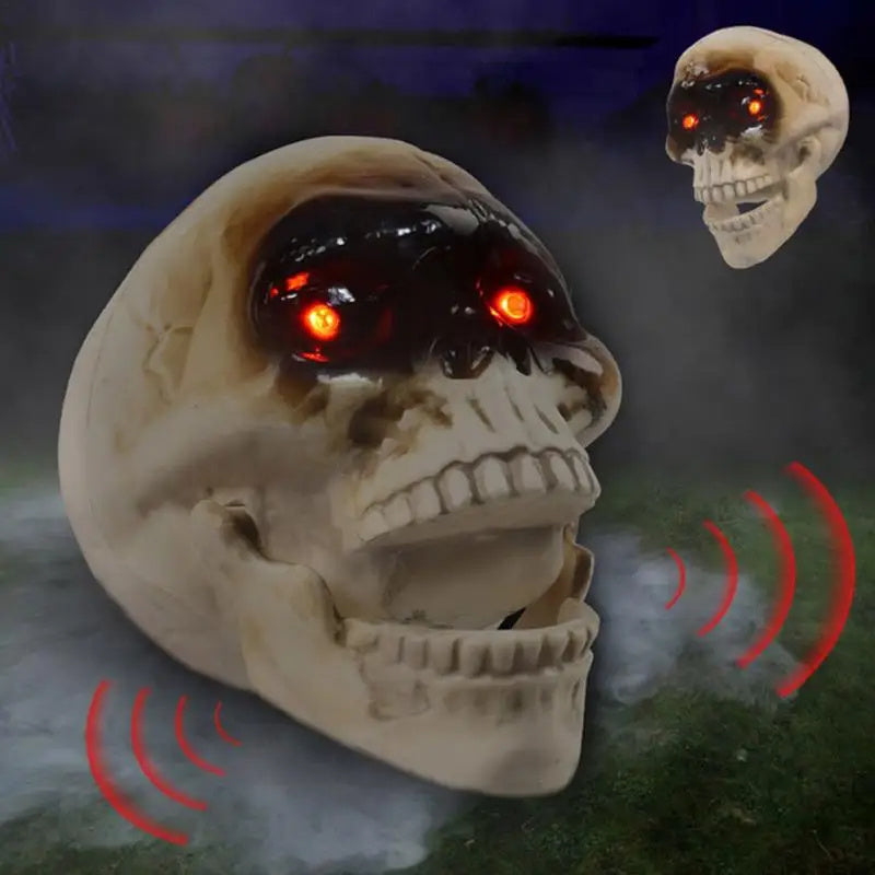 Animated Floating Skeleton Decorations Realistic Halloween Skull Head Halloween Decorations Scary Sound Spooky Decoration