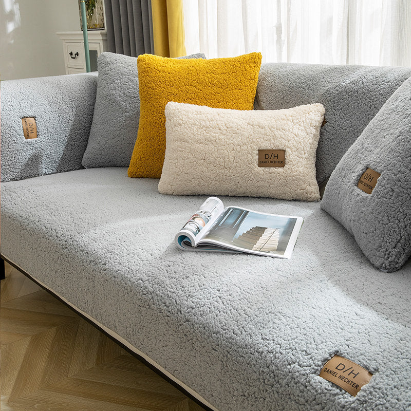 Modern Wool-Feel Sofa Blanket – Plush, Anti-Slip Couch Cover