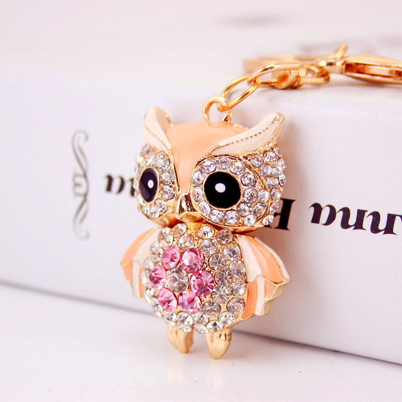 Creative Cartoon Diamond Owl Car Keychain Pendant