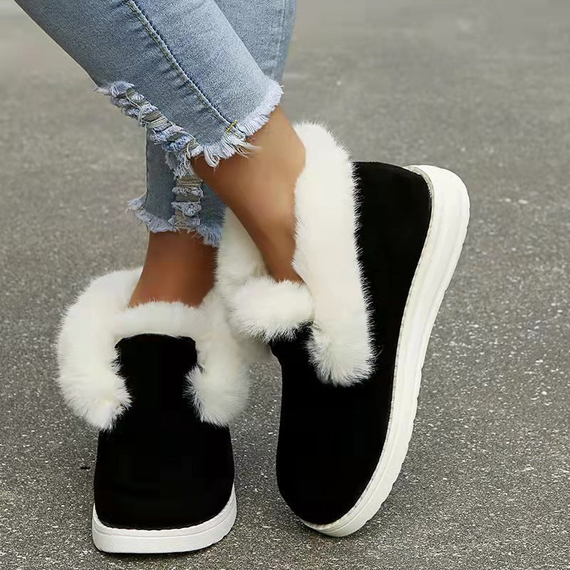 Plush Fur Ankle Boots for Warm Winter Wear