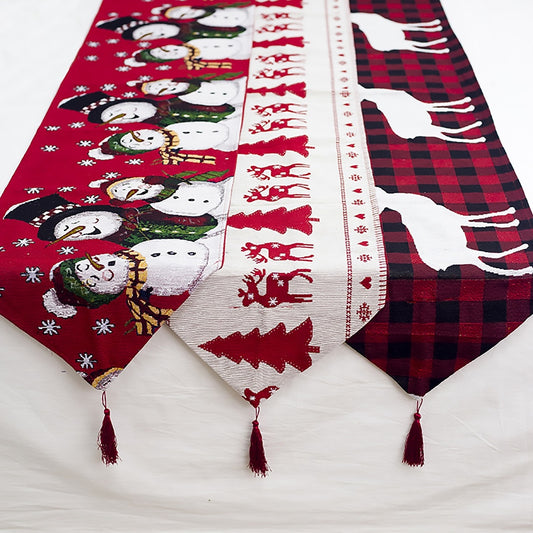 Christmas Elk Snowman Table Runner Merry Christmas Decorations Table Runners