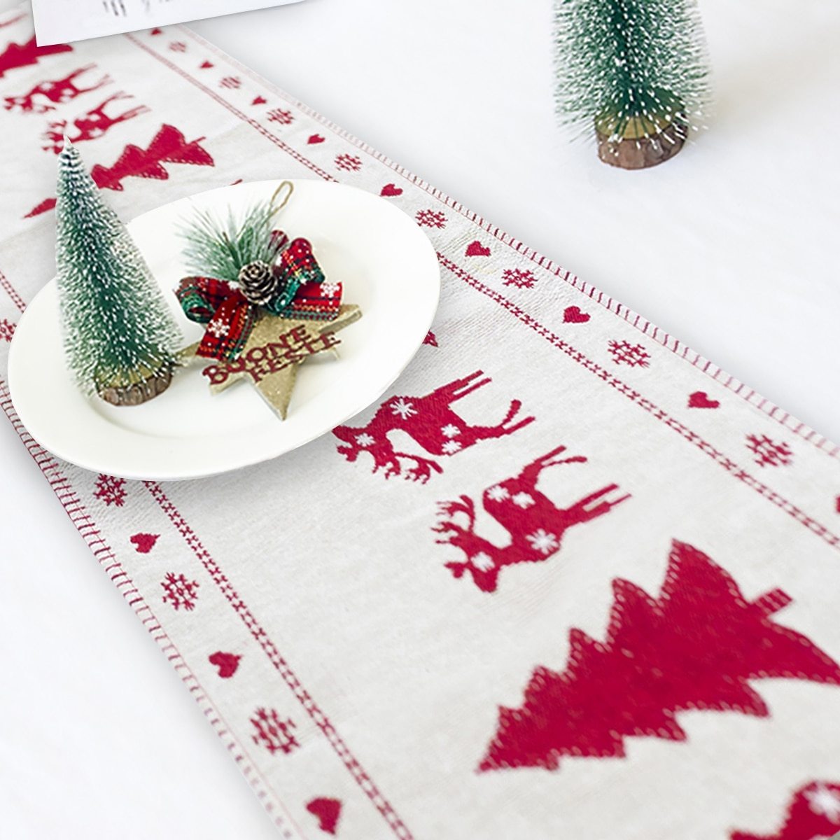 Christmas Elk Snowman Table Runner Merry Christmas Decorations Table Runners