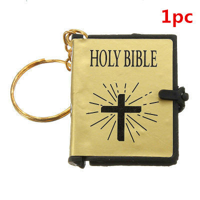 Mini English HOLY BIBLE Key Chains Real Paper Readable Bible Christian Keyrings Car Key Chains