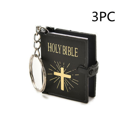 Mini English HOLY BIBLE Key Chains Real Paper Readable Bible Christian Keyrings Car Key Chains