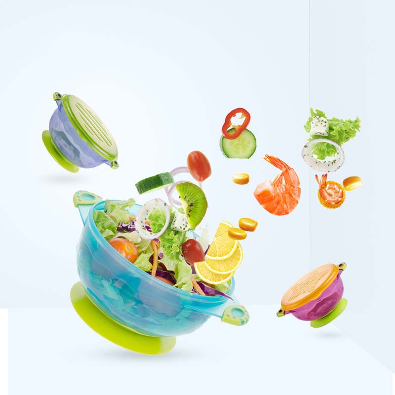 Children's Tableware Food Supplement Bowl Set With Three Colorful Suction Cups