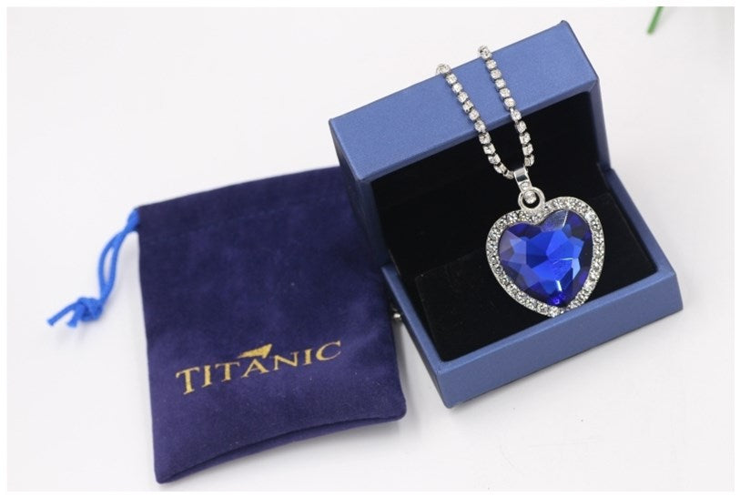 Titanic Heart of the Ocean Necklace - Blue Heart Pendant Jewelry for Women