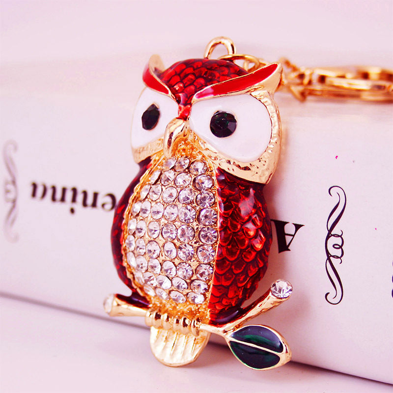 Creative Cartoon Diamond Owl Car Keychain Pendant