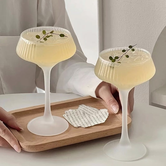 Frosted Striped Goblet Cocktail Glass Glass Red Wine Champagne Glass