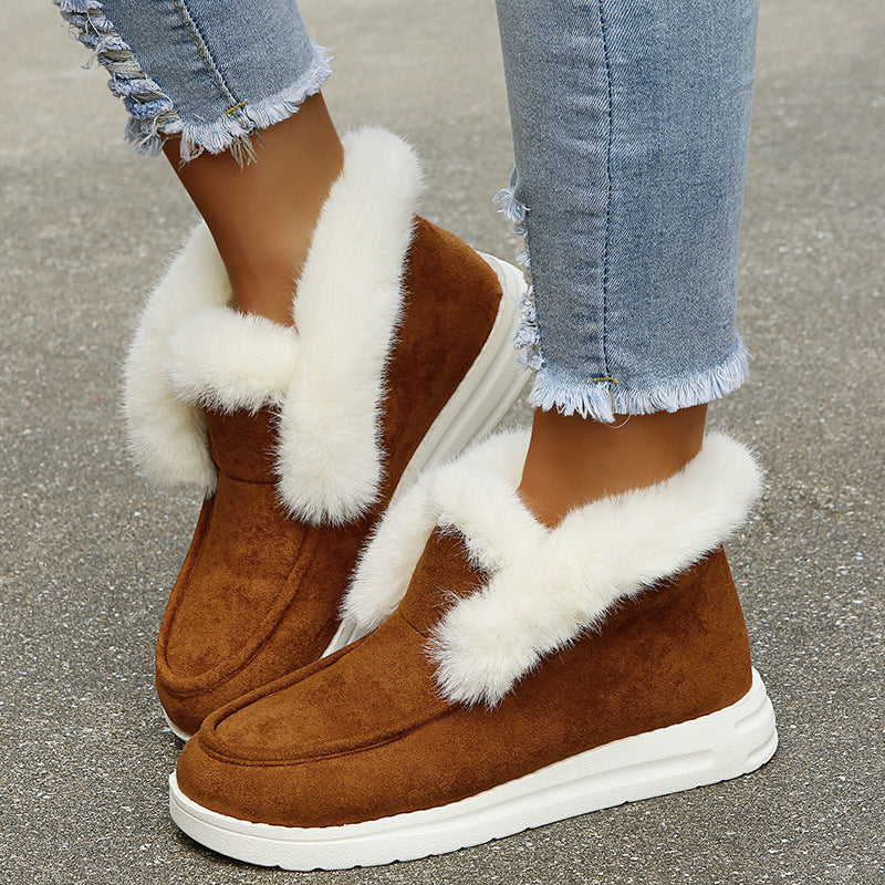 Plush Fur Ankle Boots for Warm Winter Wear