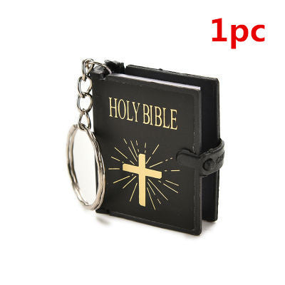 Mini English HOLY BIBLE Key Chains Real Paper Readable Bible Christian Keyrings Car Key Chains