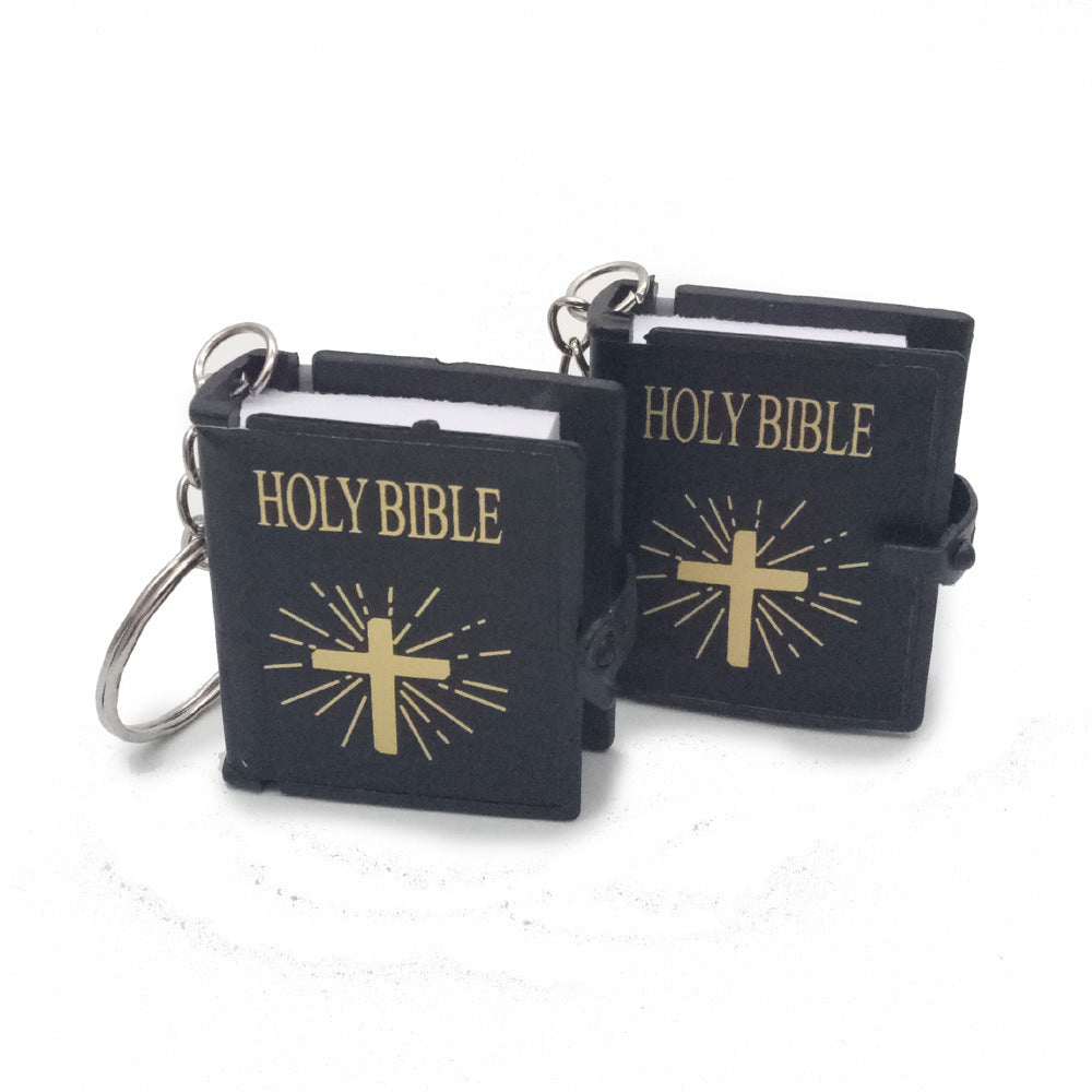 Mini English HOLY BIBLE Key Chains Real Paper Readable Bible Christian Keyrings Car Key Chains