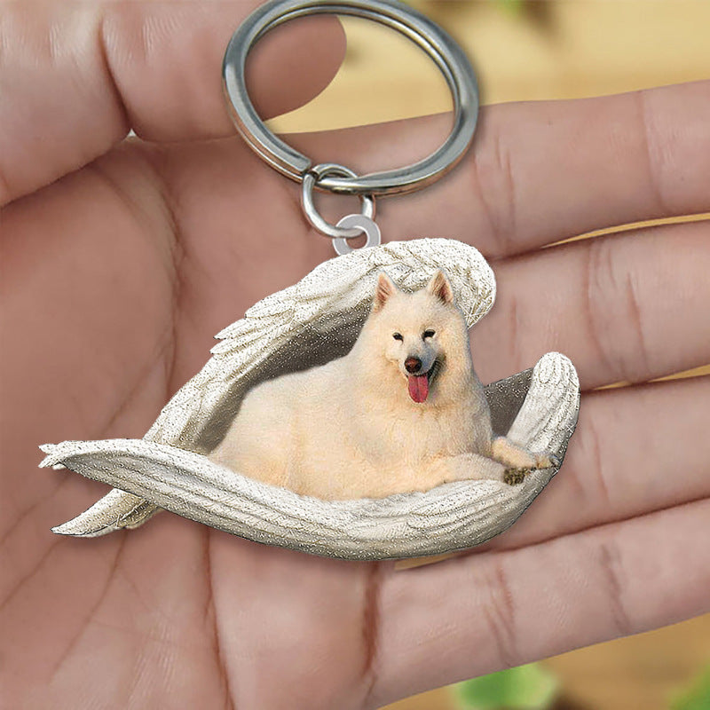 Angel 🪽 wings covering are sleeping bestie fur buddies memories Keychain