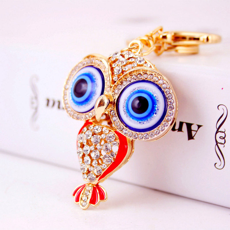 Creative Cartoon Diamond Owl Car Keychain Pendant