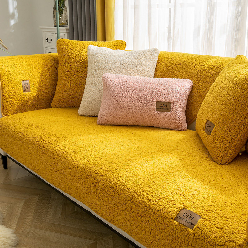 Modern Wool-Feel Sofa Blanket – Plush, Anti-Slip Couch Cover