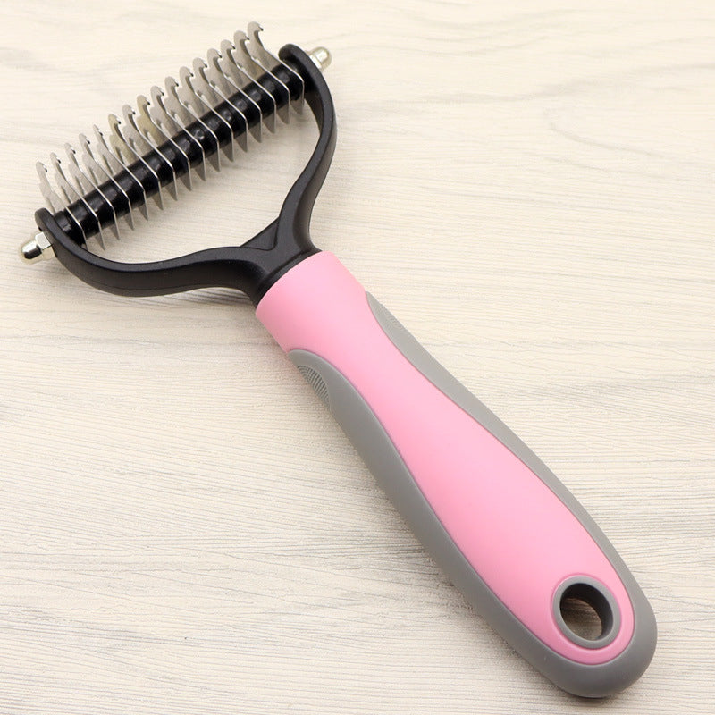 Pet Grooming Comb - Double-Sided Dematting Tool for Long-Haired Dogs