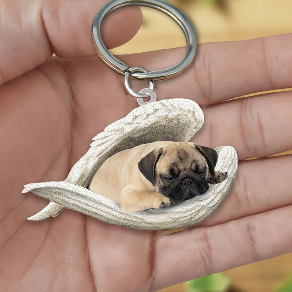 Angel 🪽 wings covering are sleeping bestie fur buddies memories Keychain
