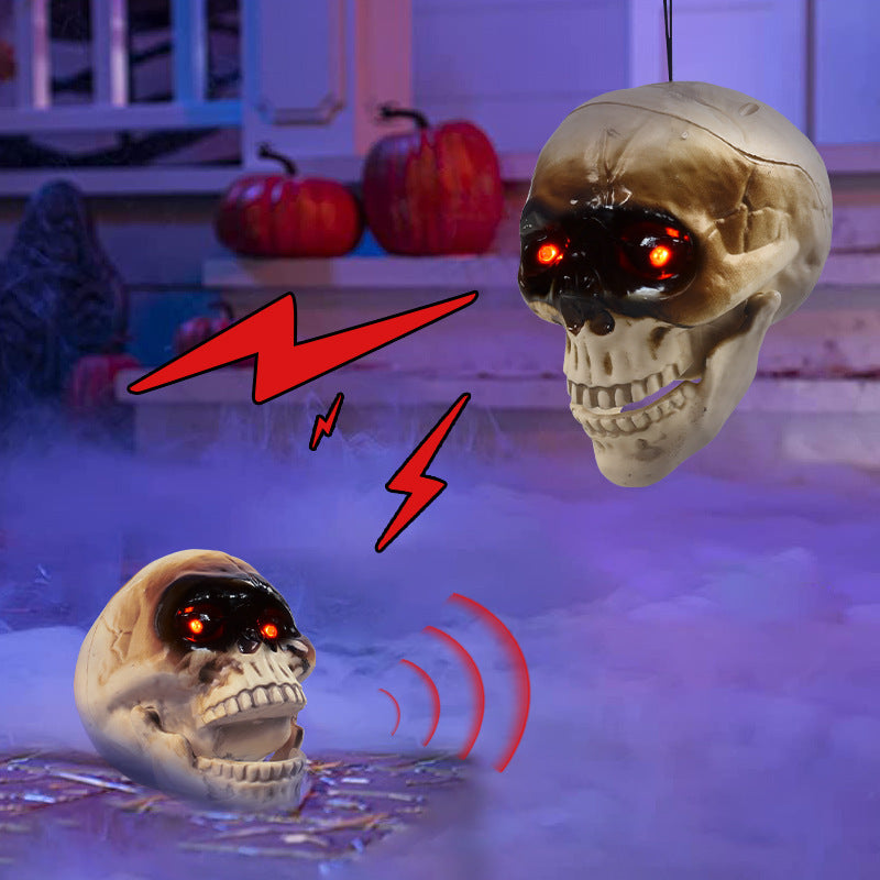 Animated Floating Skeleton Decorations Realistic Halloween Skull Head Halloween Decorations Scary Sound Spooky Decoration