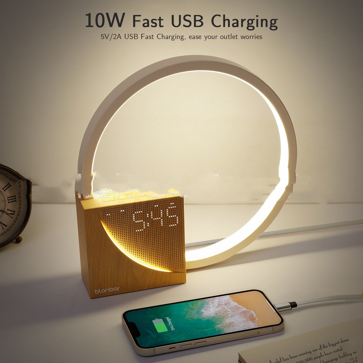 Bedside Touch Lamp with Natural Sounds and Alarm Clock