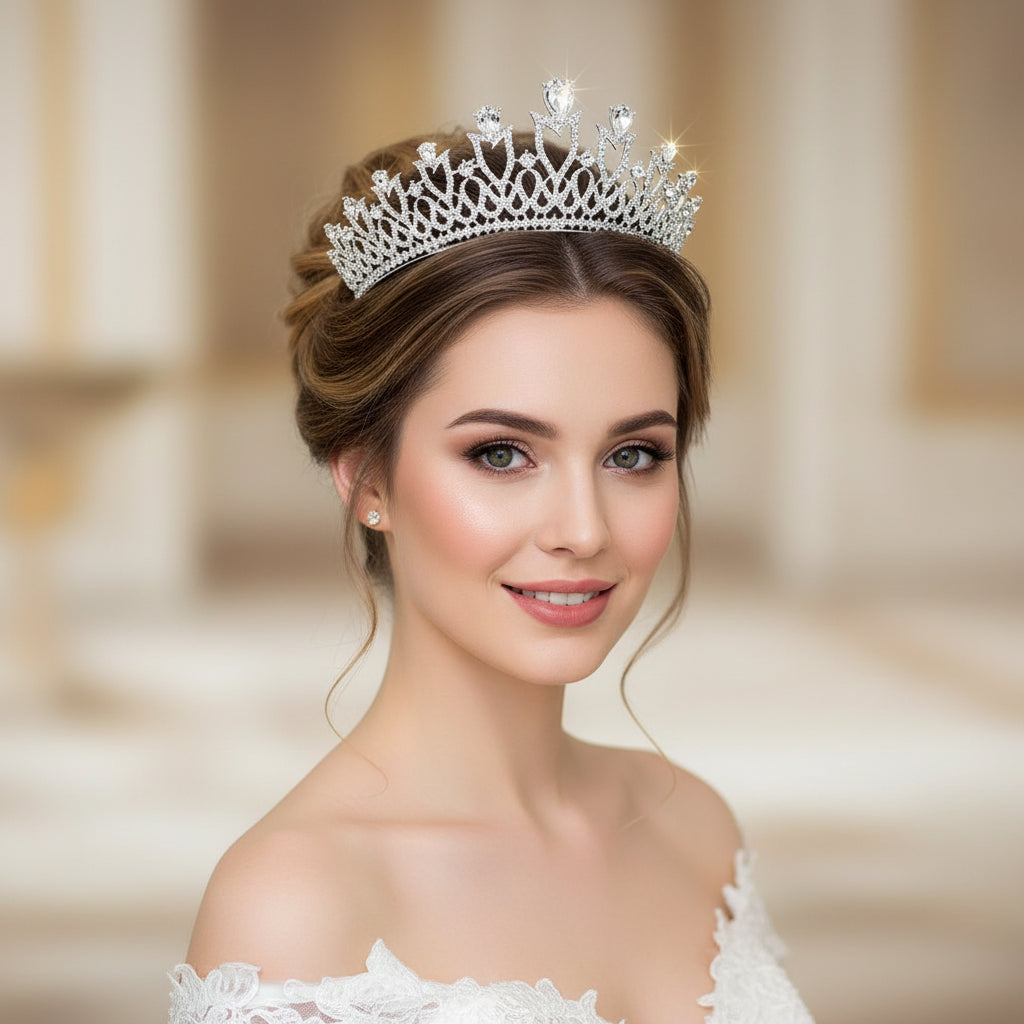 Princess Rhinestone Bridal Headdress – Korean Multicolor Wedding Crown
