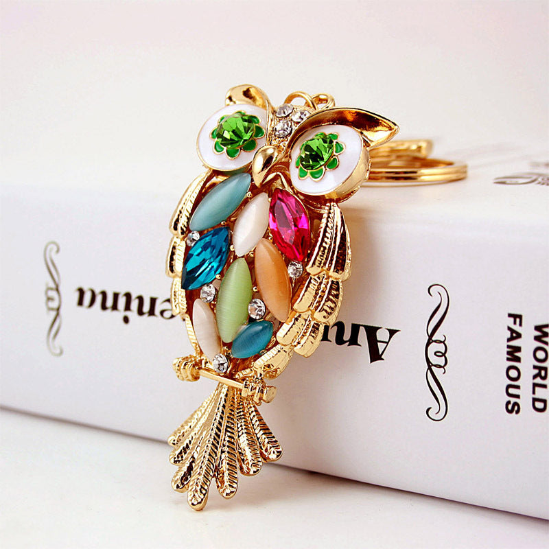 Creative Cartoon Diamond Owl Car Keychain Pendant