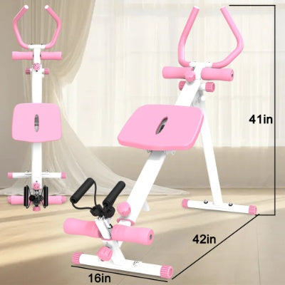 Pink and white Sheila Merchandise 4-in-1 ab workout equipment with adjustable seat and resistance bands