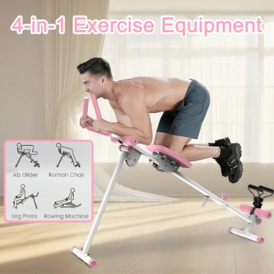 4-in-1 ab workout equipment by Sheila Merchandise with ab glider, roman chair, leg press, and rowing machine features