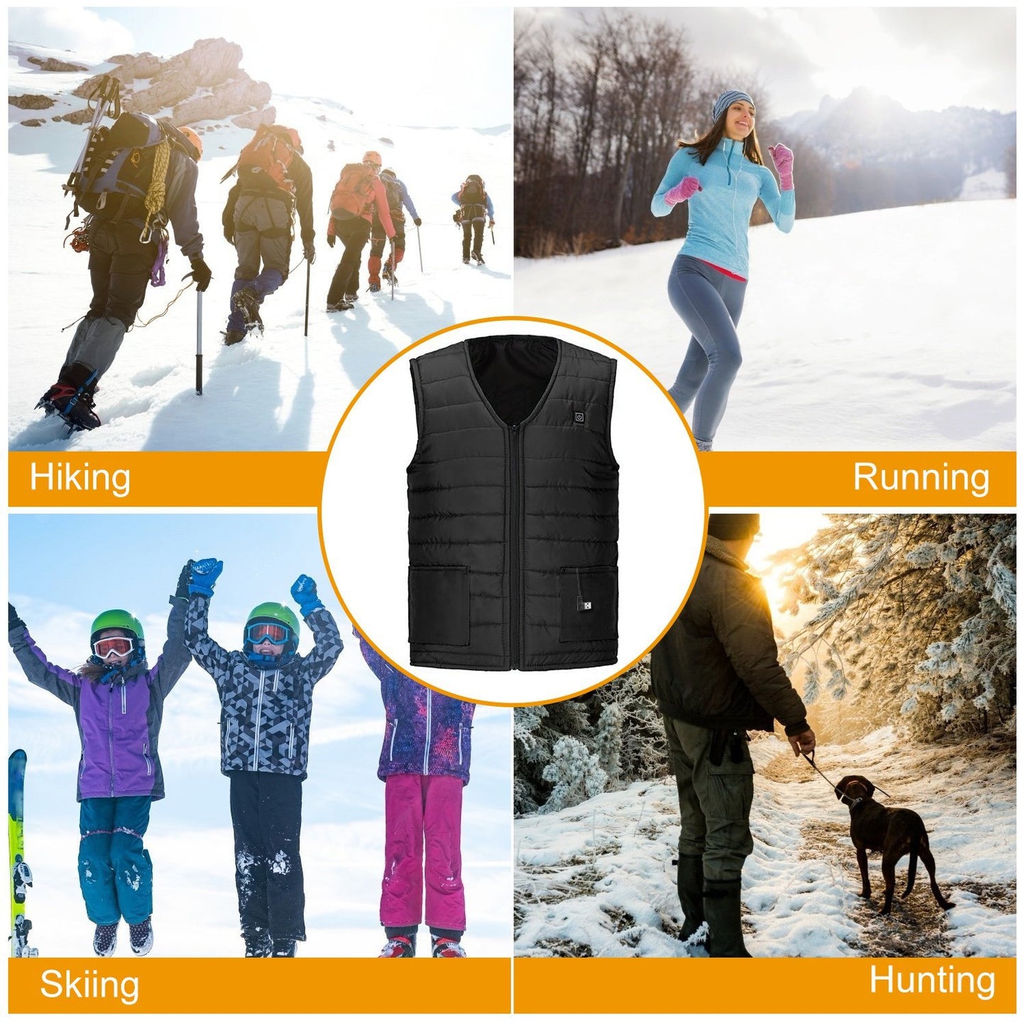 Winter Heated Vest with 10 Heating Pads, USB Adjustable Temperature Gear for Men & Women, Outdoor Warm Heat Coat