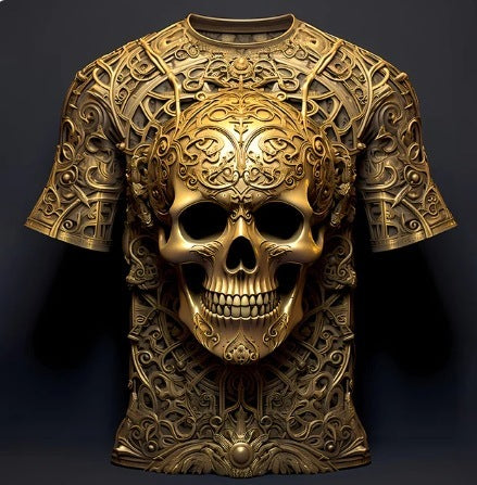 Men's 3D Skull Pattern European Hip Hop Trendy 3D Printed T-shirt