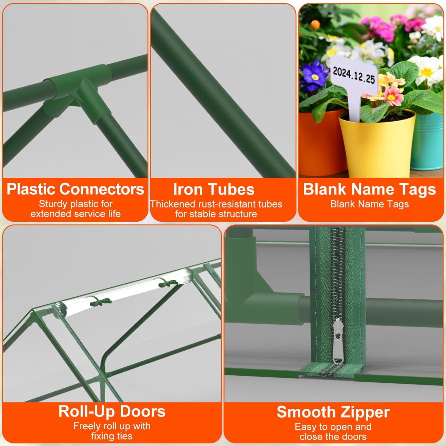 Mini greenhouse With Roll-Up Zipper Doors