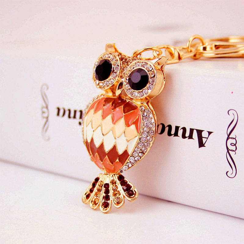 Creative Cartoon Diamond Owl Car Keychain Pendant