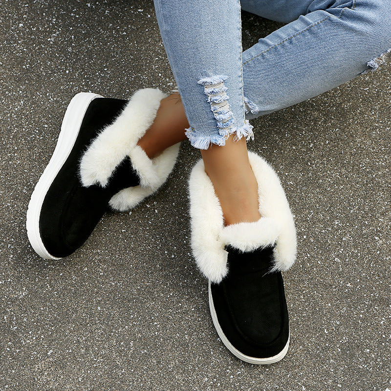 Plush Fur Ankle Boots for Warm Winter Wear