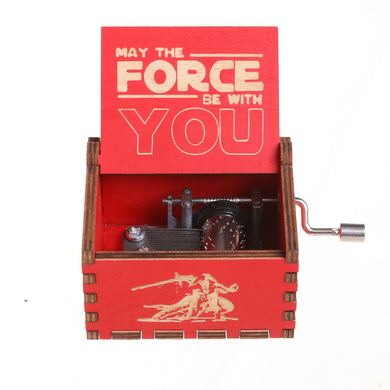 Star Wars Wooden Music Box Classically Carved Hand-cranked Wooden Music Box