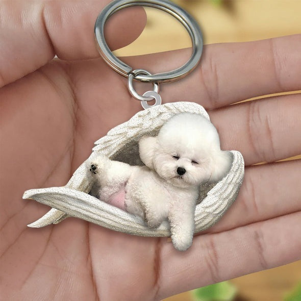 Angel 🪽 wings covering are sleeping bestie fur buddies memories Keychain