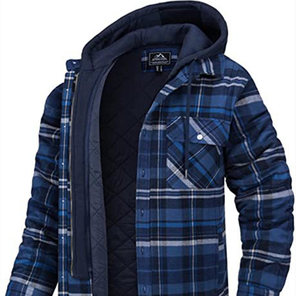 Men's Plaid Hooded Winter Jacket