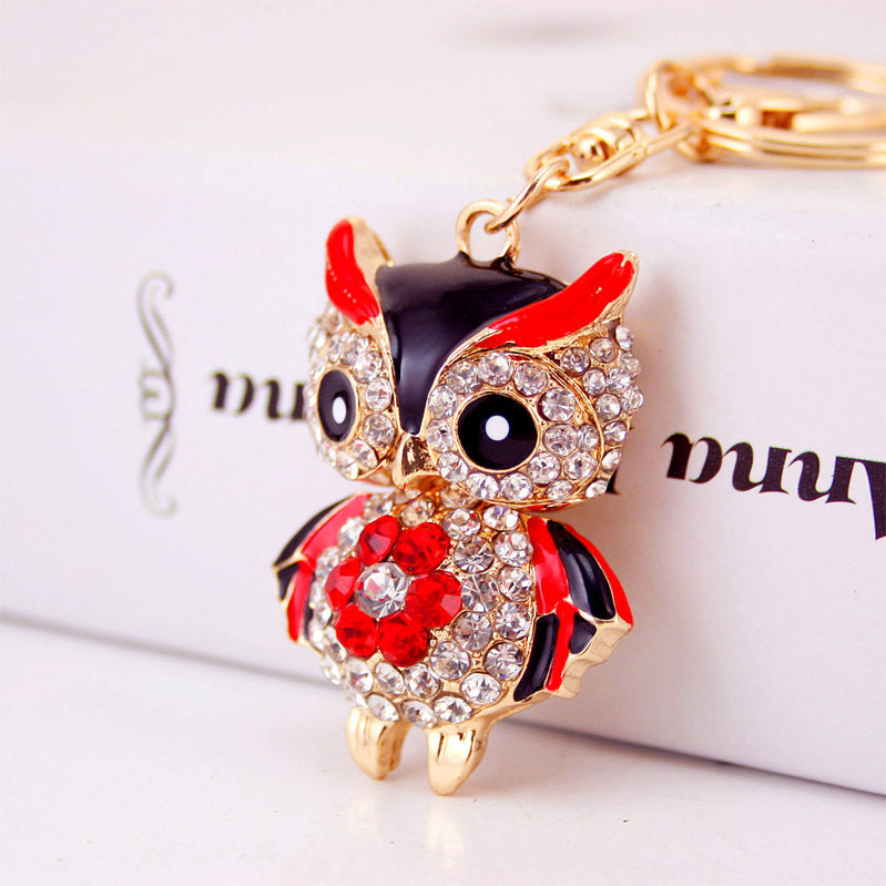 Creative Cartoon Diamond Owl Car Keychain Pendant