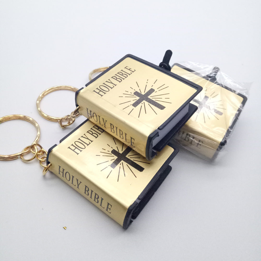 Mini English HOLY BIBLE Key Chains Real Paper Readable Bible Christian Keyrings Car Key Chains