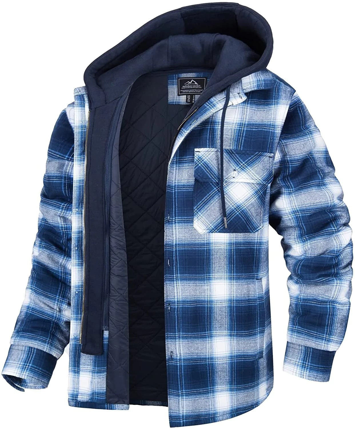 Men's Plaid Hooded Winter Jacket