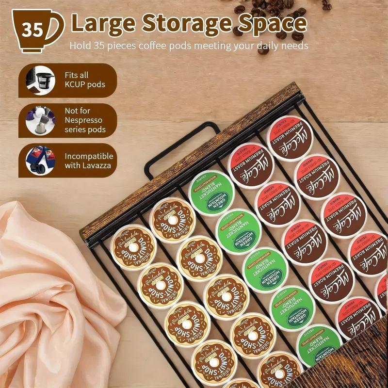 All-in-One Coffee Bar Organizer with Pod Storage and Cup Holder: