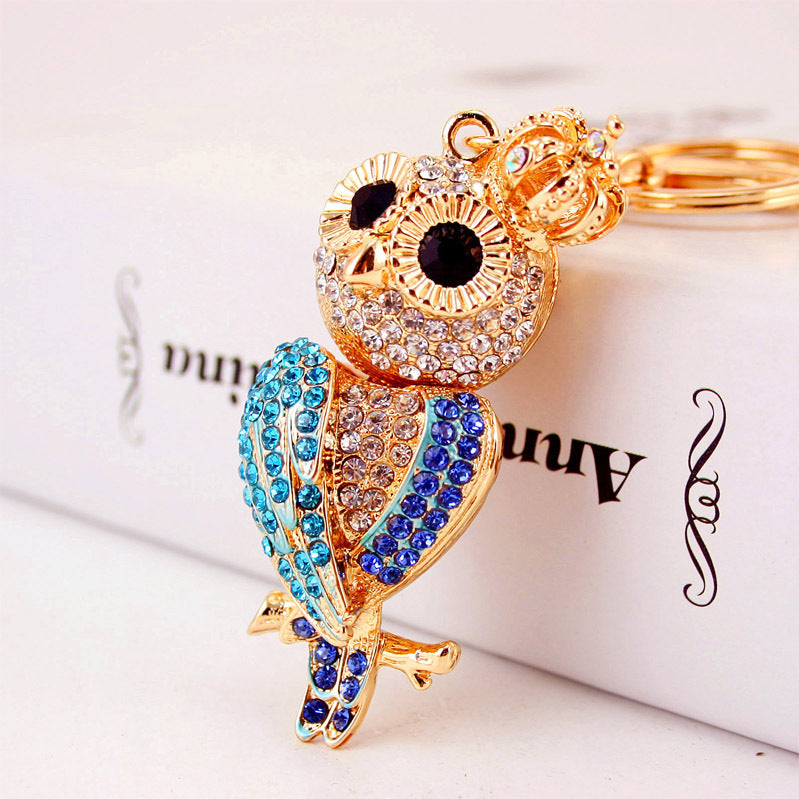 Creative Cartoon Diamond Owl Car Keychain Pendant