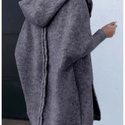 Women's Solid Color Hooded Cardigan Sweater
