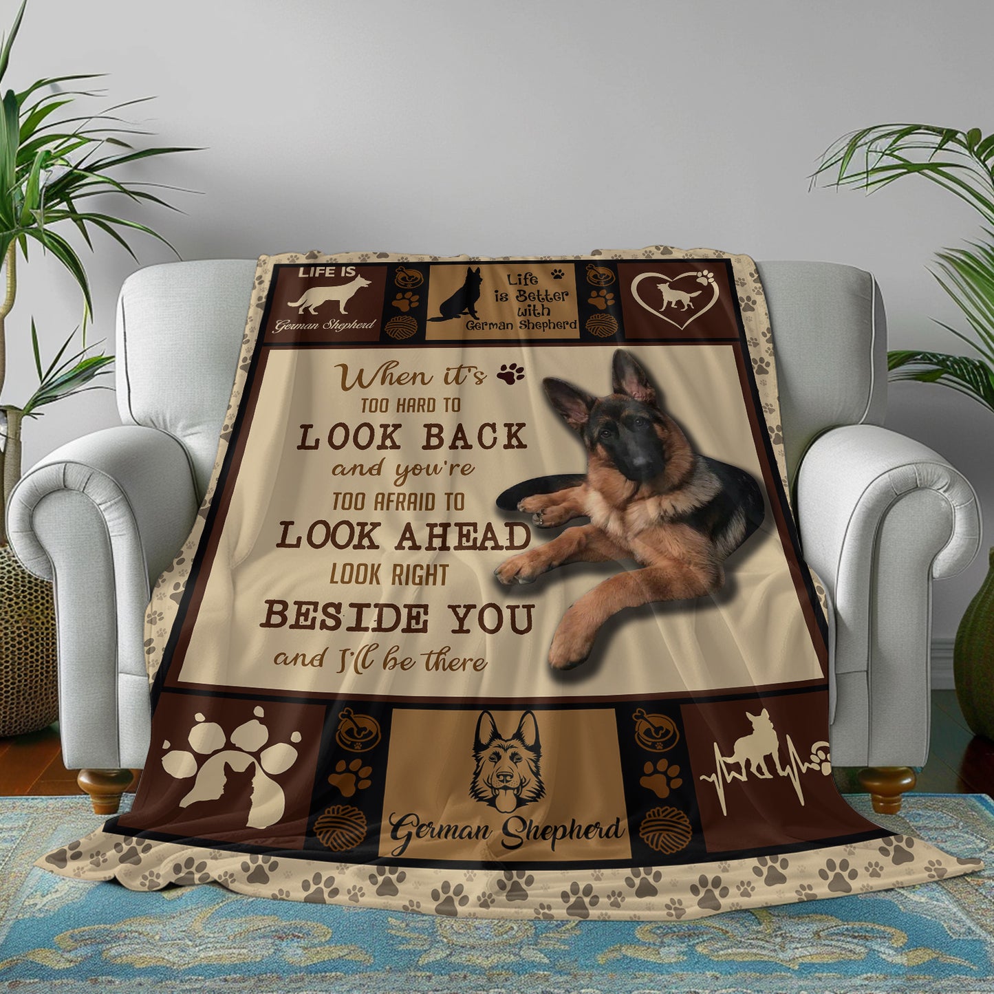 German Shepherd Dog Flannel Fleece Throw Blanket