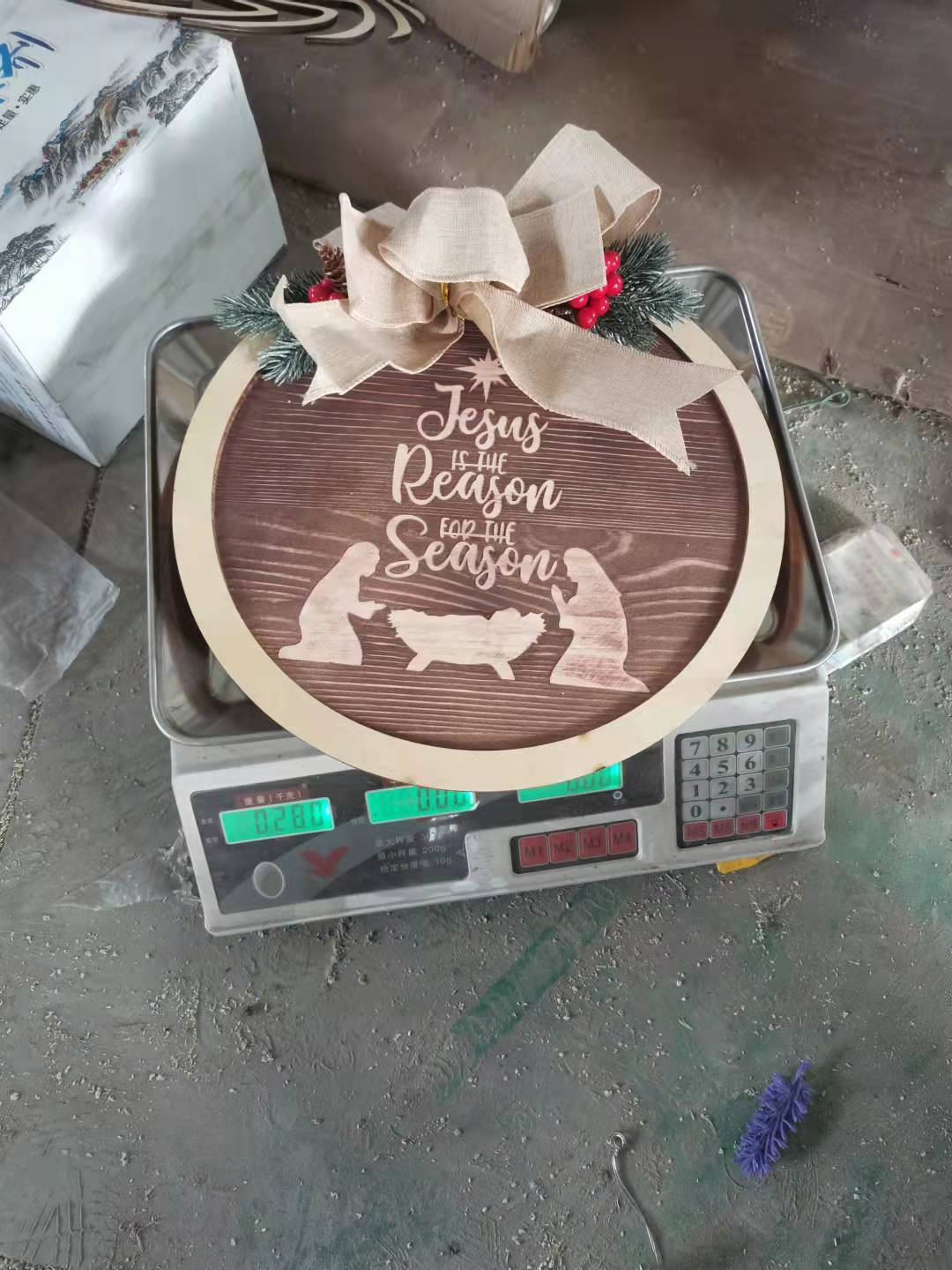 Wood Board Printing Christmas Wreath Bow