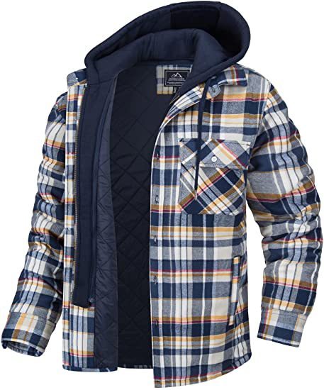Men's Plaid Hooded Winter Jacket