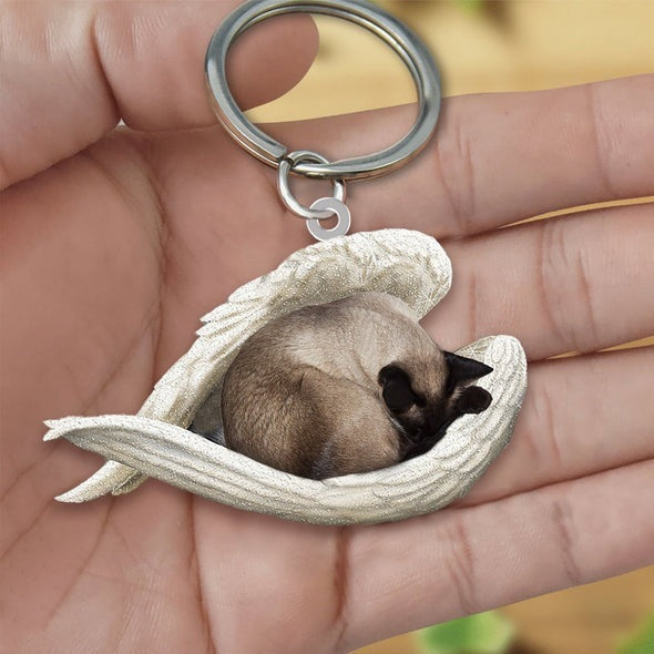 Angel 🪽 wings covering are sleeping bestie fur buddies memories Keychain