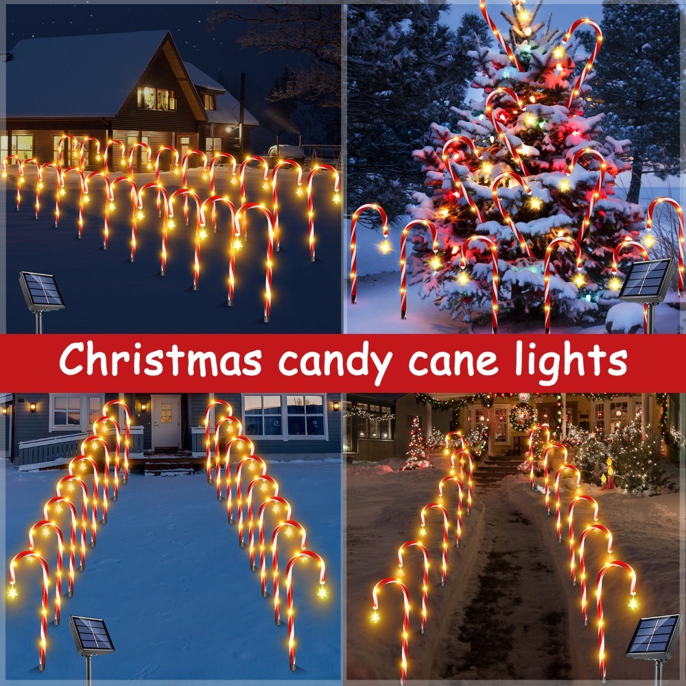 🎄 Christmas Solar Candy Cane Lamp Set of 8 – Brighten Your Holiday Nights!