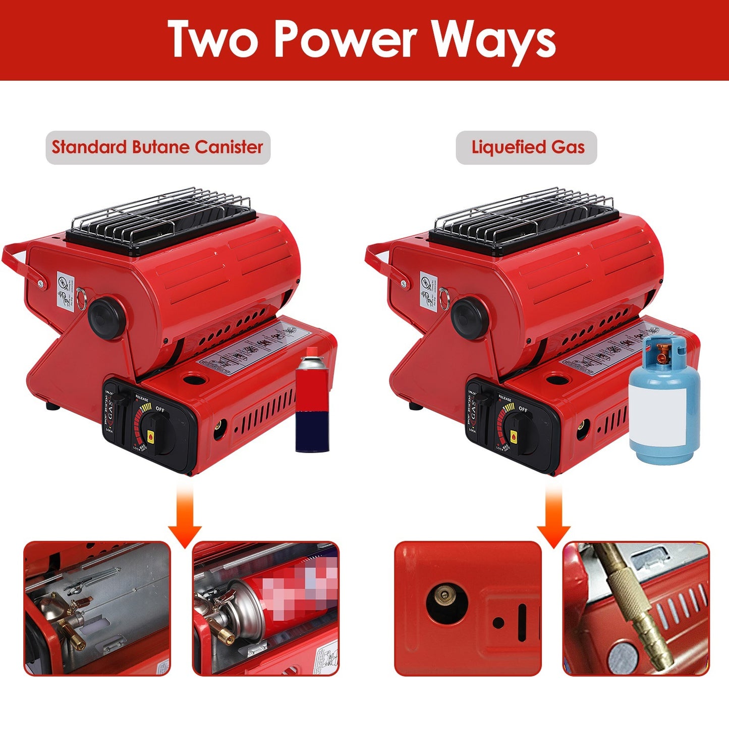 2 In 1 Portable Outdoor Butane Gas Heater & Cooking Stove Cooker For Camping Fishing RV